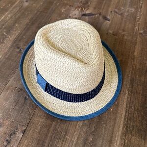 Cat and Jack, Baby Fedora, beach hat, straw hat, size 6-12 months, blue, tan